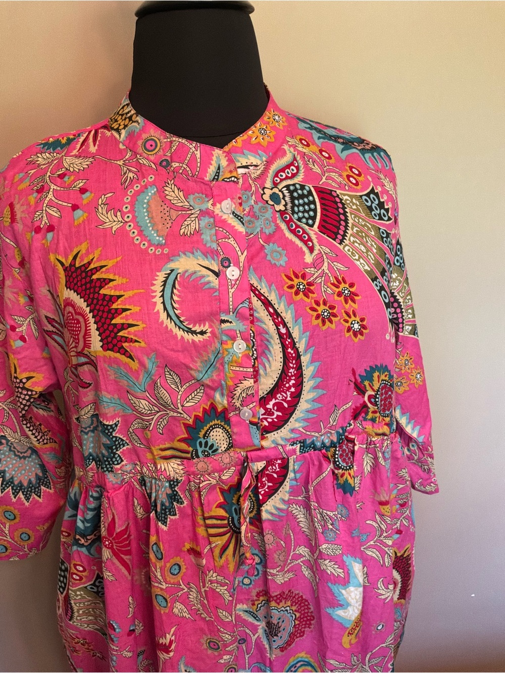 Women's PlusSize Pink Paisley Print Midi Dress